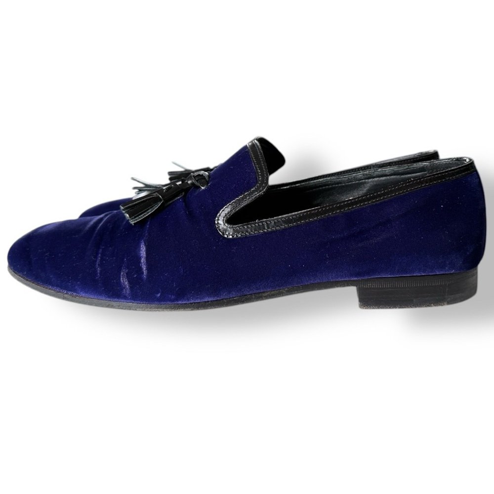 Prada Blue-Purple Velvet Tassel Smoking Shoes Loafers Size 9 - Picture 2 of 9